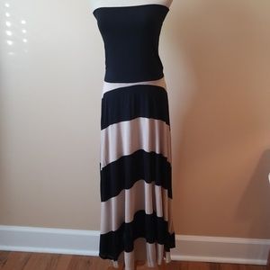 Inc  strapless black tan dress skirt